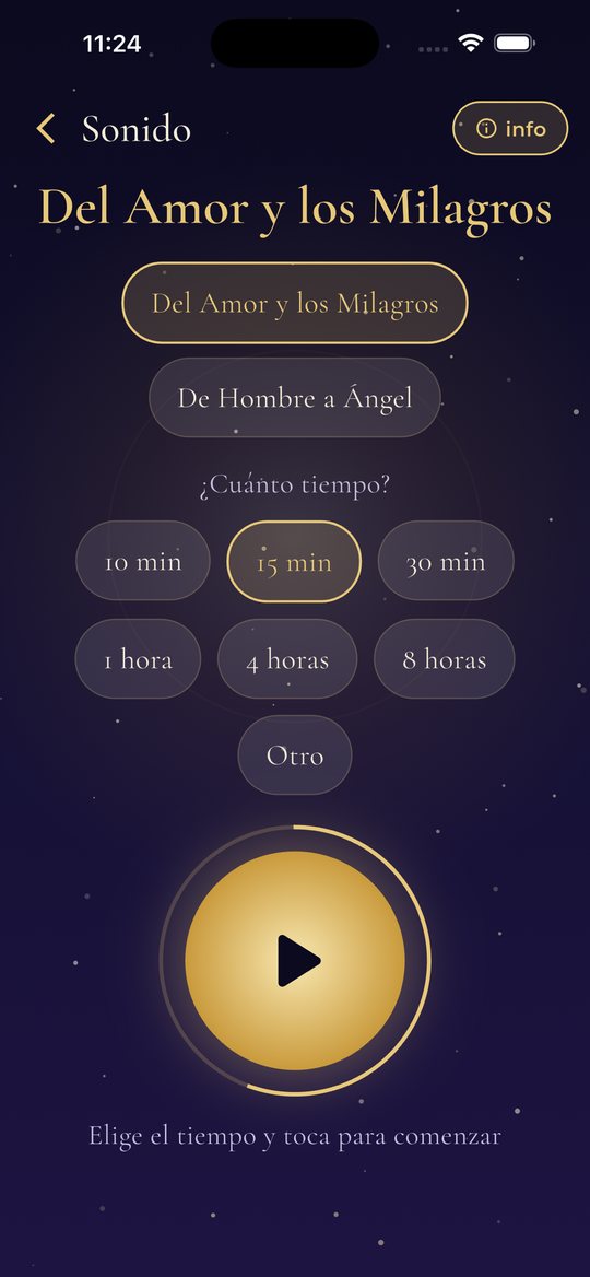 Pantalla de sonido de la app